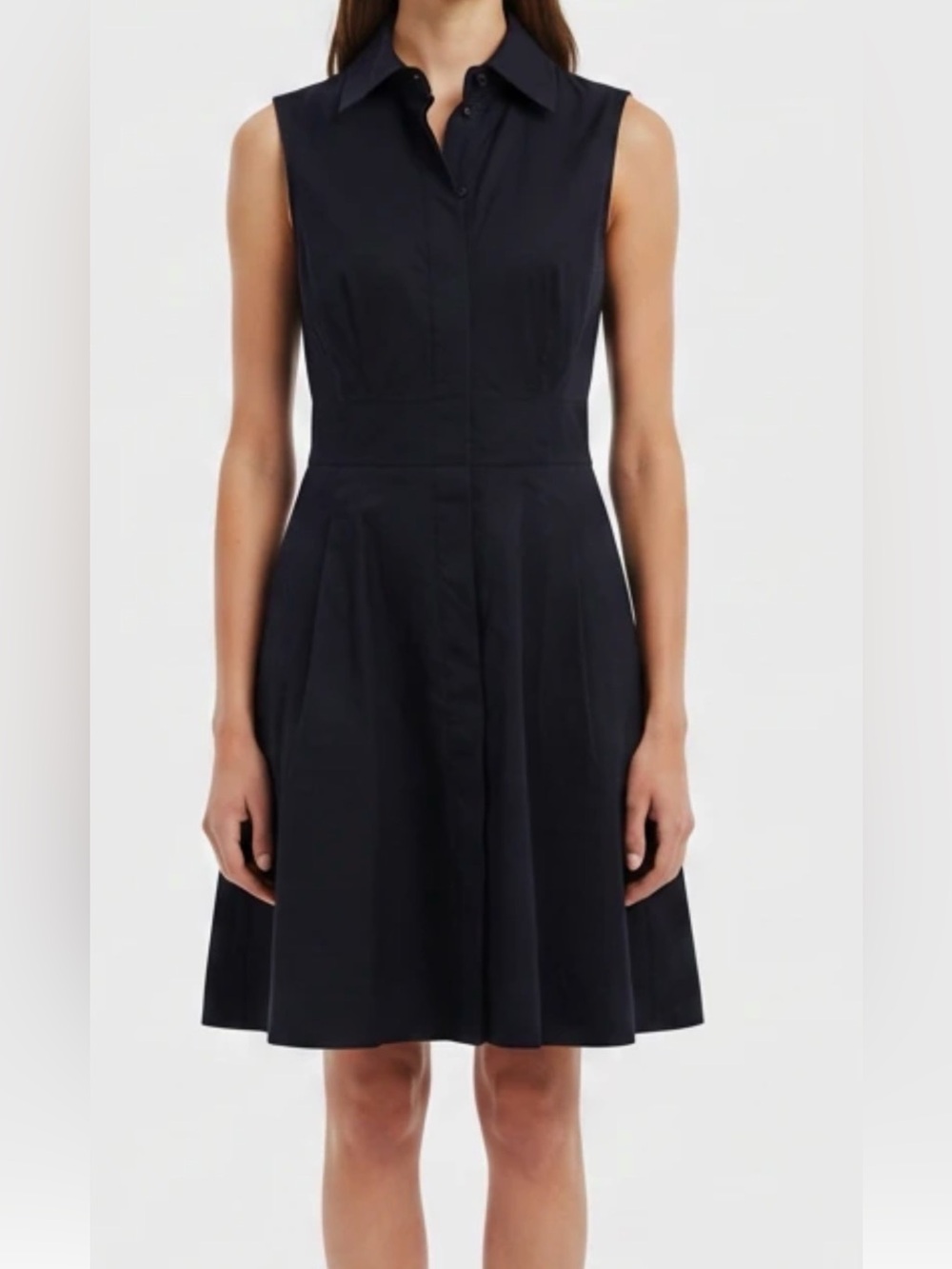 Sleeveless Collared A-Line Dress in Black